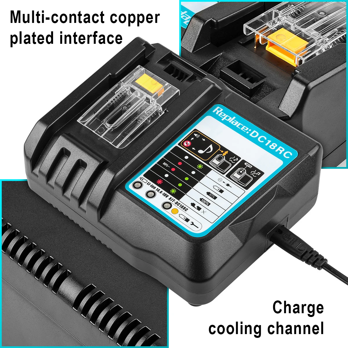 Battery Charger For Makita 14.4V 18V battery BL1830 Bl1430 DC18RC DC18RA EU Plug 3A