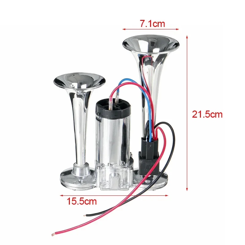 HK 150db Dual Trumpet Air Horn Kit For 12V Vehicles - Super Loud With Compressor, Universal Fit