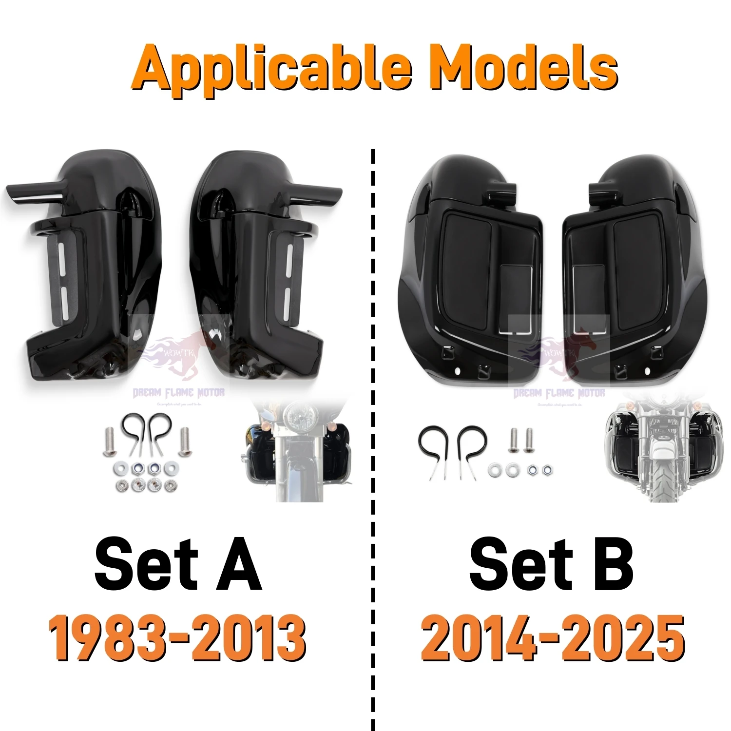 ABS Lower Vented Leg Fairings Motorcycles Glove Box For Harley Touring CVO Road King Electra Glide Street Glide FLRT 83-13 14-UP