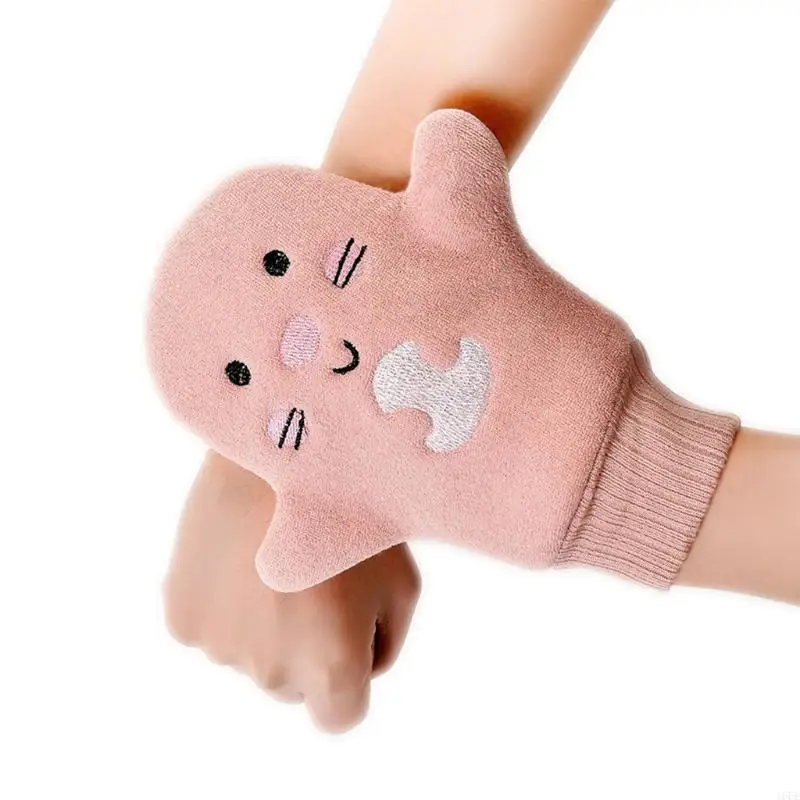 16FE for Creative Baby Bath Gloves Children Cartoon Cactus Bath Mitt Washcloth Scrubbing Gloves Body Clean Sponge Bathroom