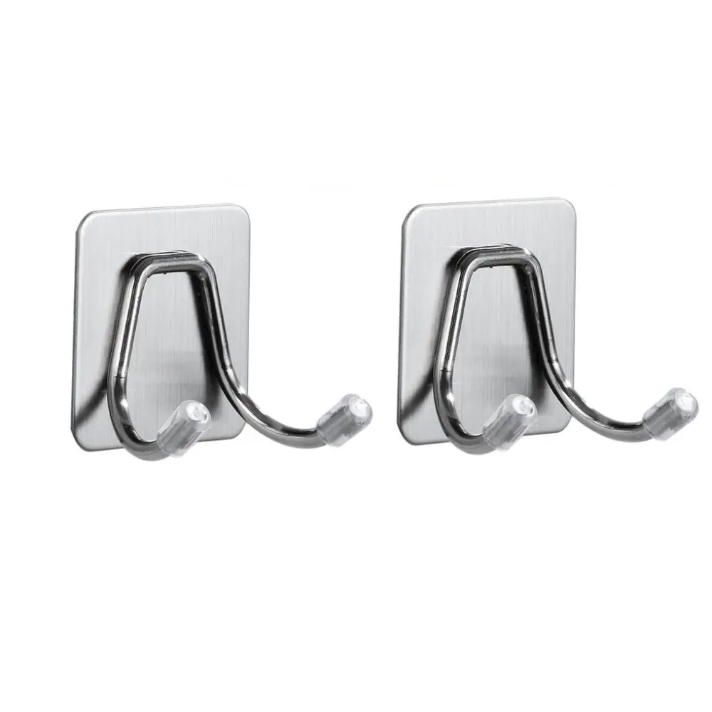 2PCS Self Adhesive Towel Hooks Stainless Steel Bathroom Hanging Hook