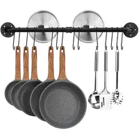 Kitchen Hook Hanging Rod Rack Punching Multi-functional Spatula Storage Wall-mounted Rack Kitchenware Bathroom Home  Big Storage 1