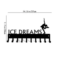 Ice Dreams Figure Skating Medal Hanger Rack - 14.5" with 10 Hooks: Metal Wall Art Display for Showcasing Achievements 2