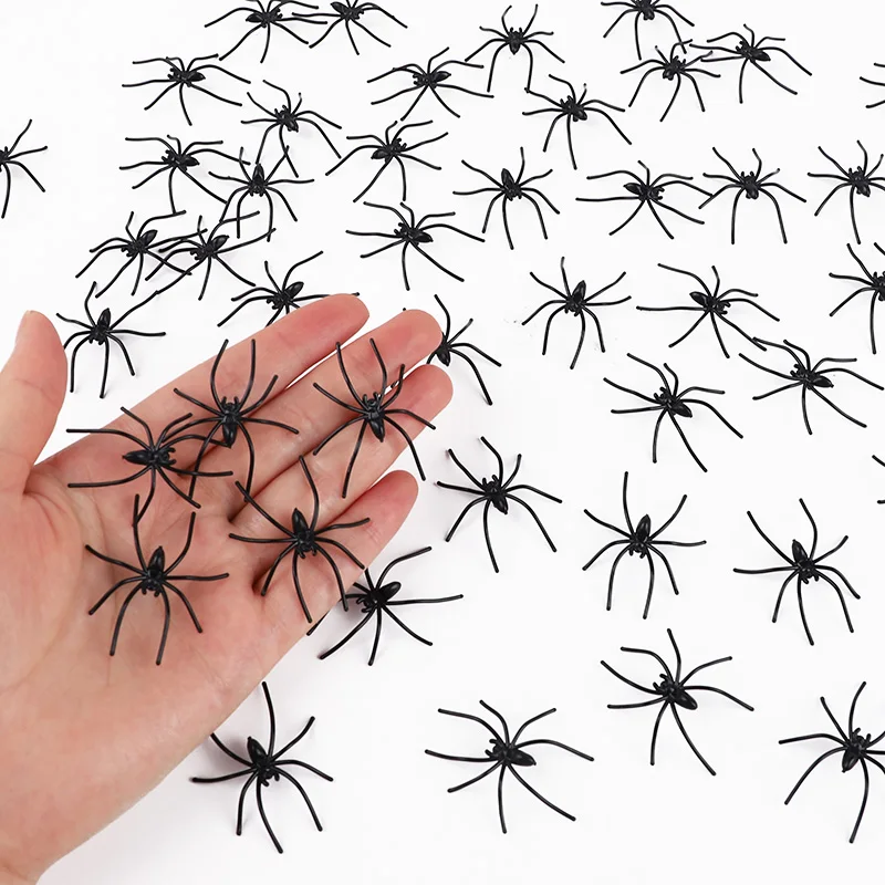 50/100 Stück Halloween-Spinne, gruselige leuchtende Leuchtspinne für Halloween-Party, Zuhause, drinnen und draußen, Web-Dekoration, Spukhaus-Requisiten