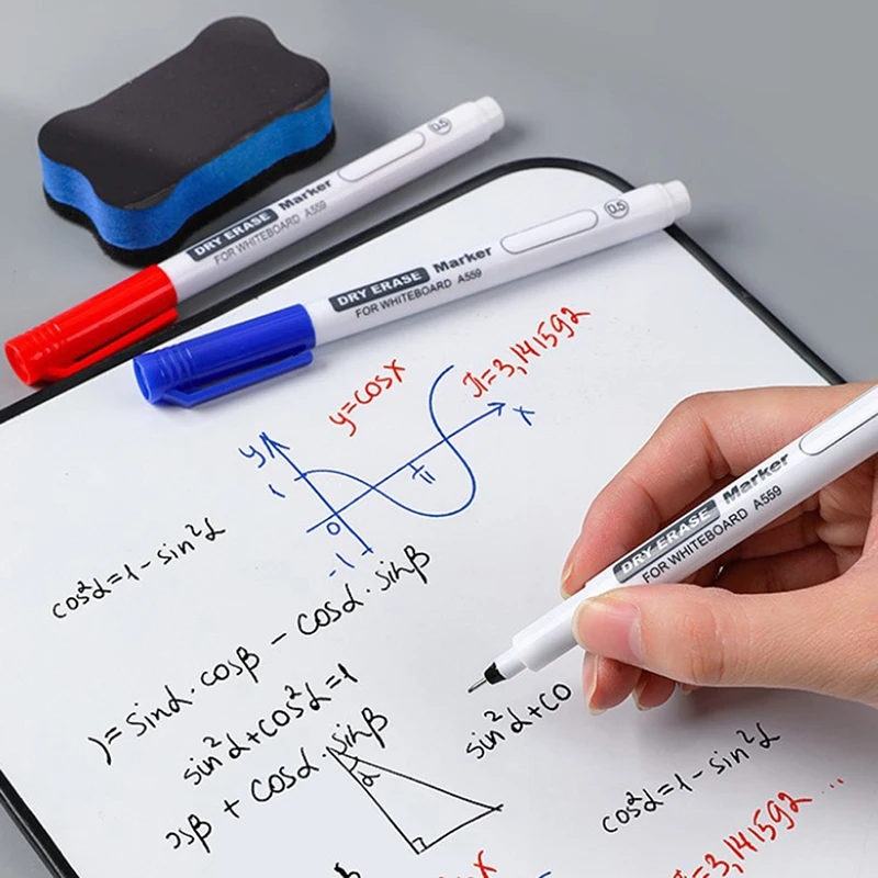 

1pc 3 Color Erasable Whiteboard Pen Extremely Thin 0.5MM Dry Erasing Pen Drawing Office Examination Waterproof Marker Pen