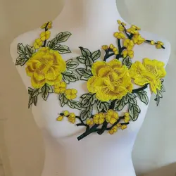 Embroidered Patch Set for Clothing Repair and DIY Decoration (Yellow)