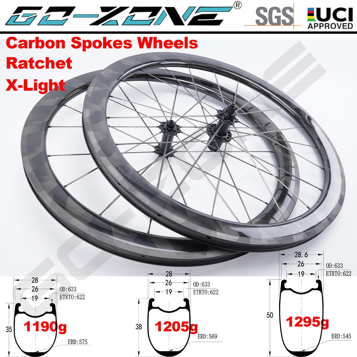 XLight700cCarbonSpokesRoadWheelsRimBrakeRatchetSystemGOZONE