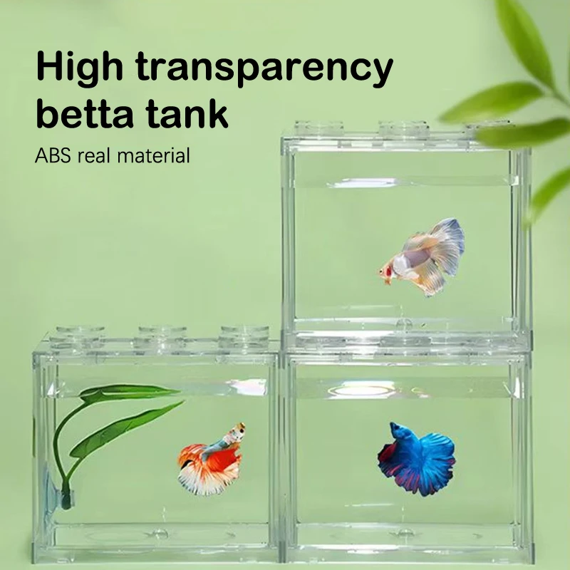 Decorazione Per Animali Domestici Building Block Regali Pvc Mini Acquario Betta Fish Tank Ornamentale Betta Fish Accessories