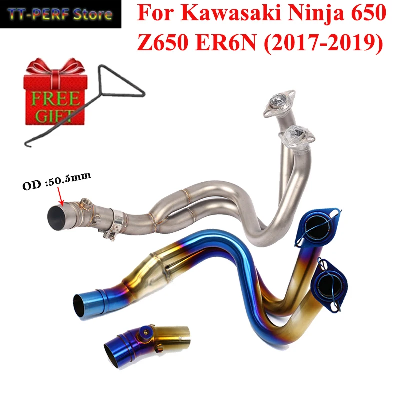 

For Kawasaki Ninja650 ER6N Versys 650 Z650 Ninja650 2017 - 2019 Motorcycle Exhaust Muffler Sensor Front Mid Connection Link Pipe