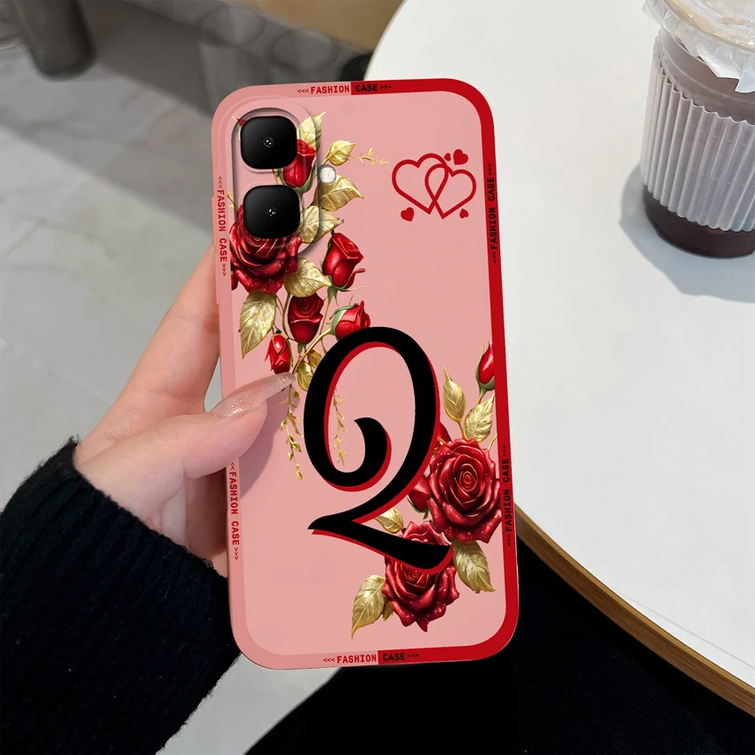 Rose Flower Letter Matte Silicone Shockproof Protective Phone Case