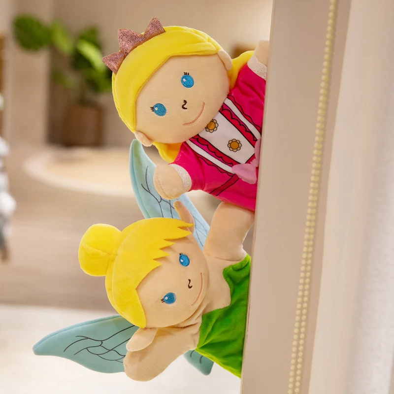 Hand Finger Fairy Tale Plush Puppet Cartoon Prince Princess King Queen Elf Witch Interactive Story Gift animal finger puppet