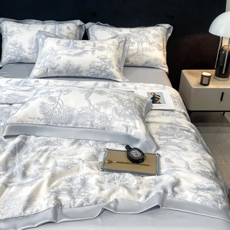 Summer Ice Silk Cool Comforter Soft Lightweight Blanket Smooth Air Condition Quilt Bedspread King Size Couple Bed Duvets summer quilt
