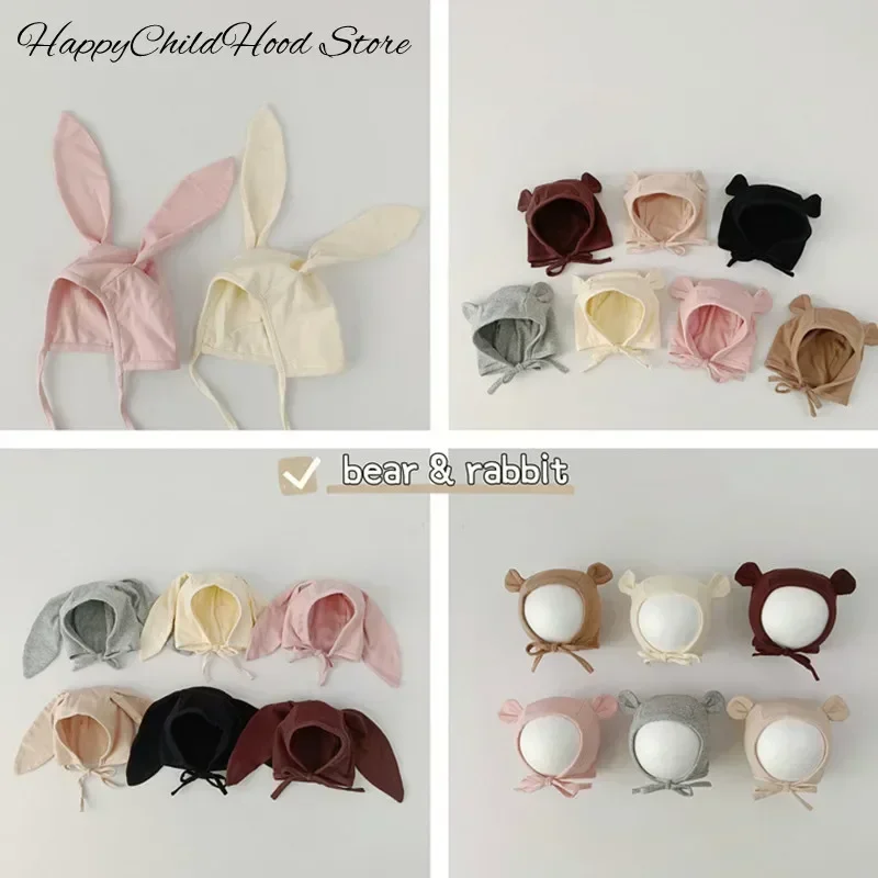 Cute Kawaii Newborn Hat Cotton Cartoon Bunny Bear Ear Beanie for Infant Baby Boys Girl Korean Baby Hat Spring Autumn Toddler Cap
