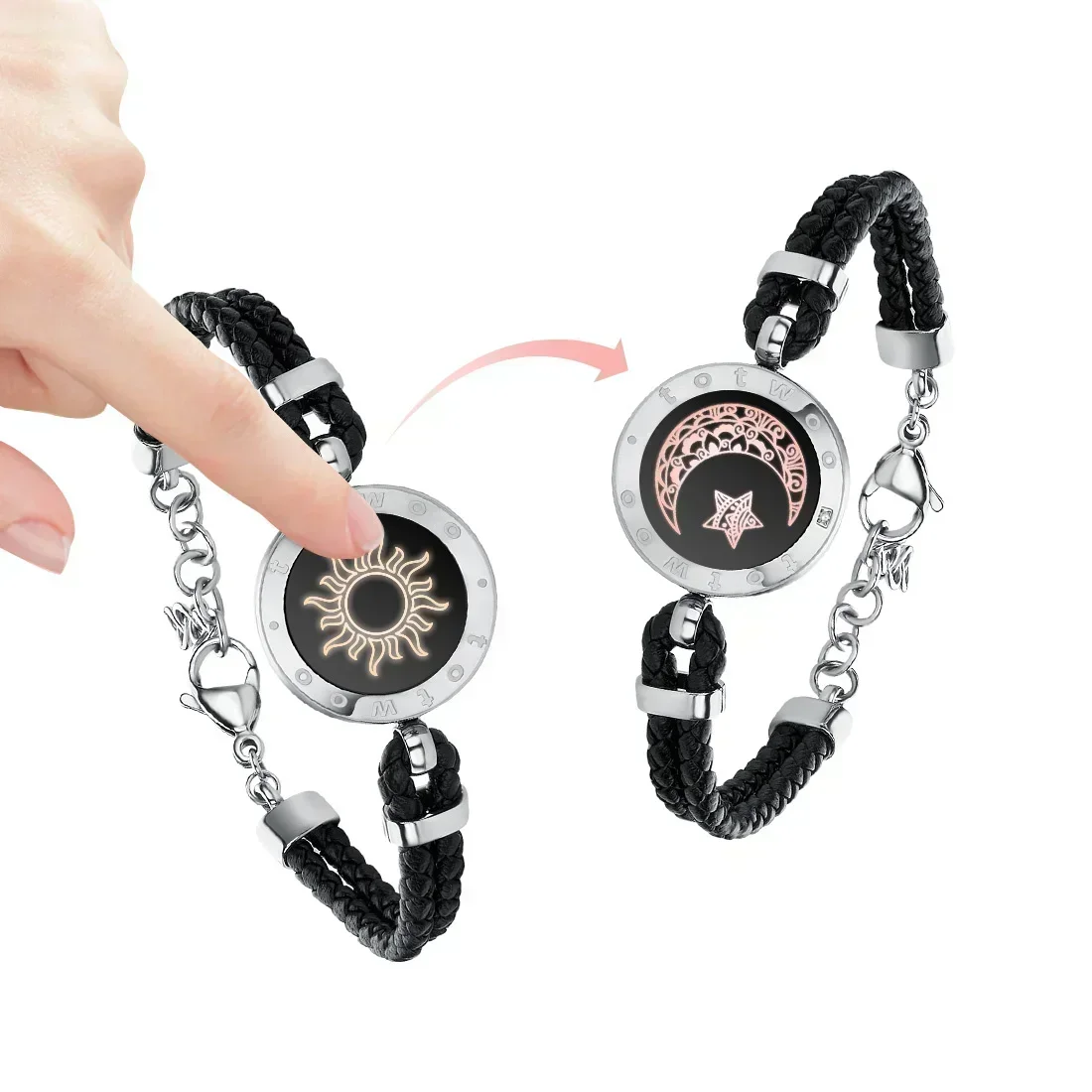 Sun Moon Couple bracelets jewelry Flash Vibration Interactive Long Distance Relationship Gift Light up Vibrate Lover