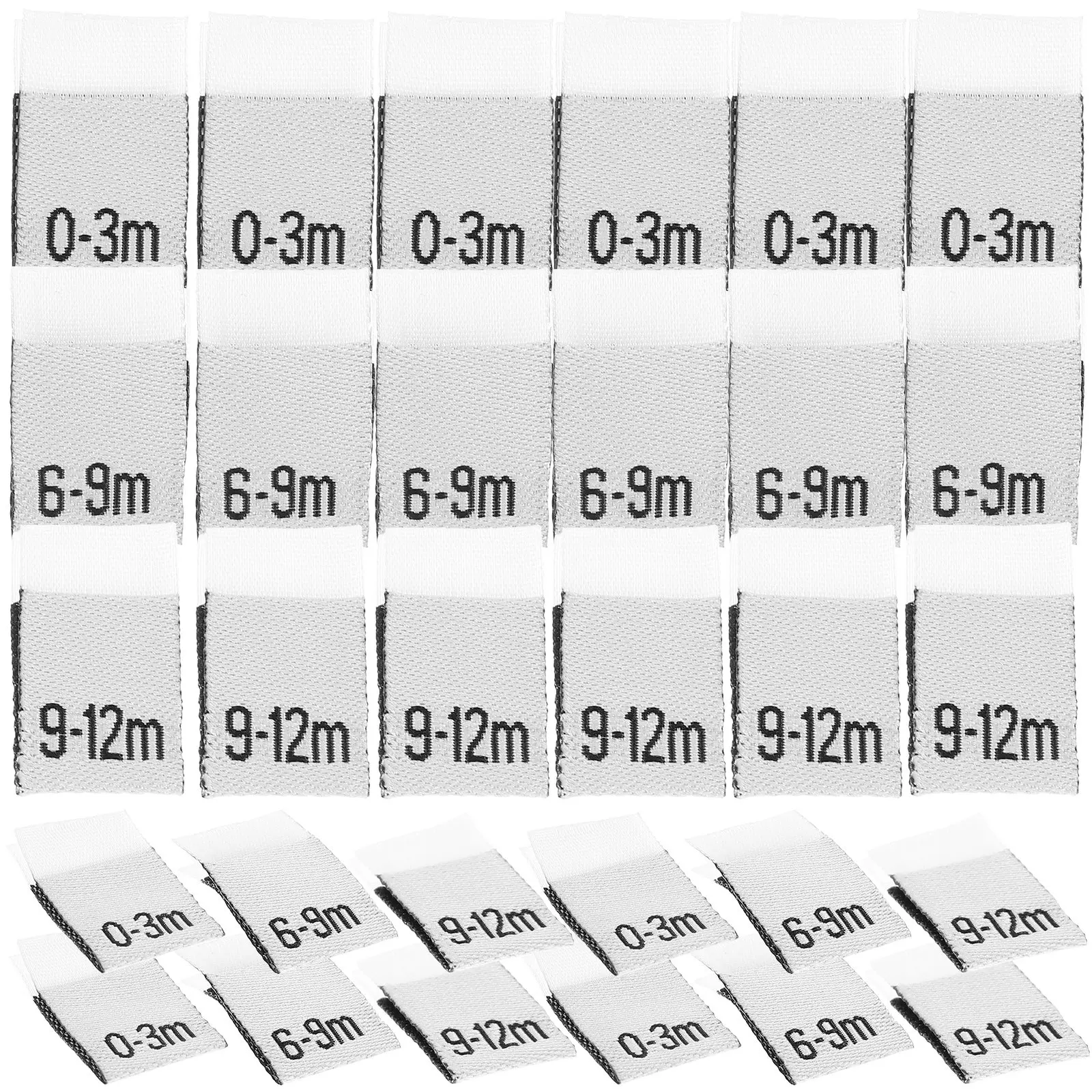 300Pcs  월별 라벨  의류 월별 태그  옷 정리용 안전한 폴리에스터 봉제 라벨 베이비 샤워