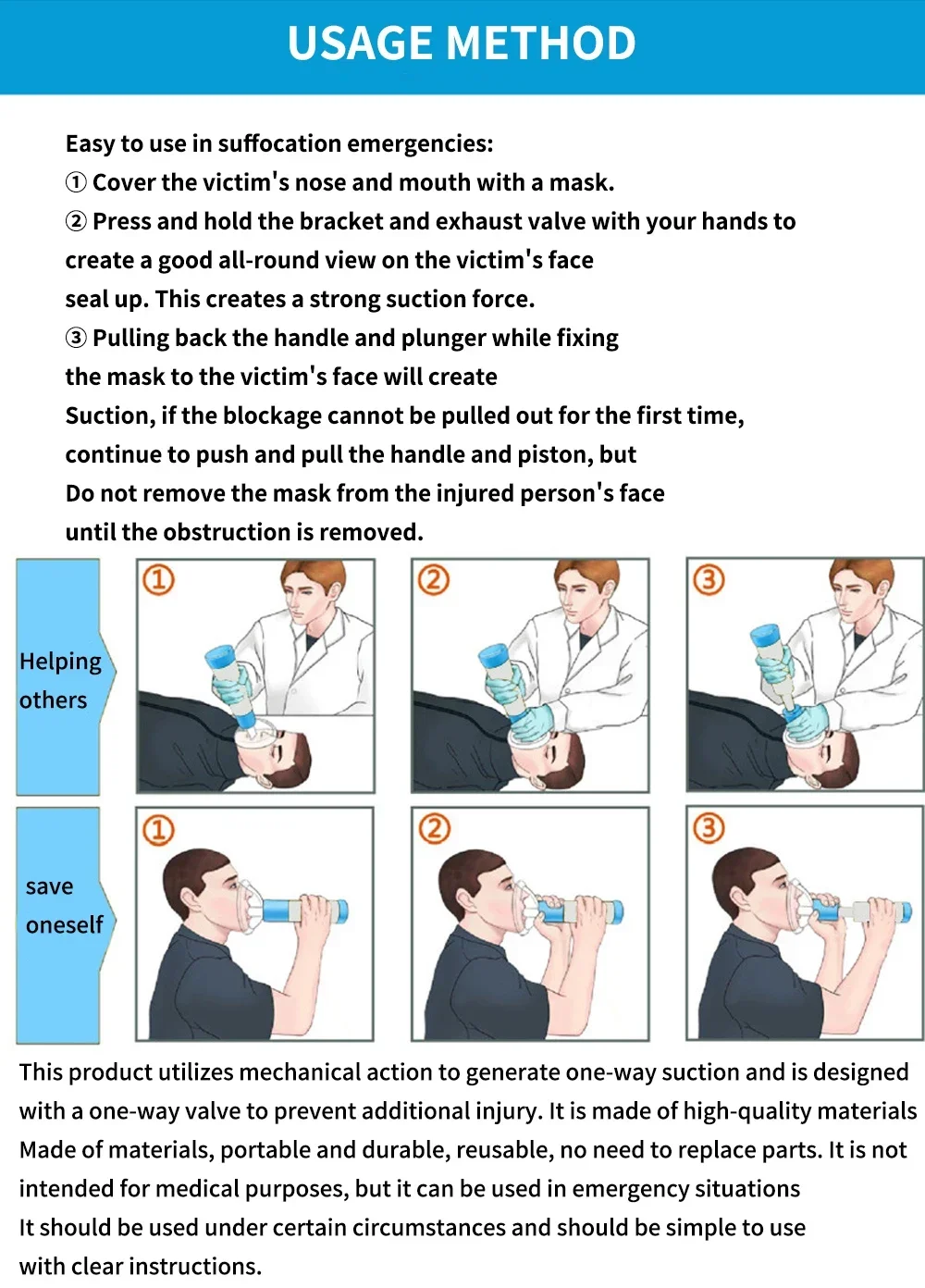 Heimlich Maneuver Anti Choking Rescue Device Artificial Emergency Home Rescue First Aid Kit Adults & Children anti choking rescue kit