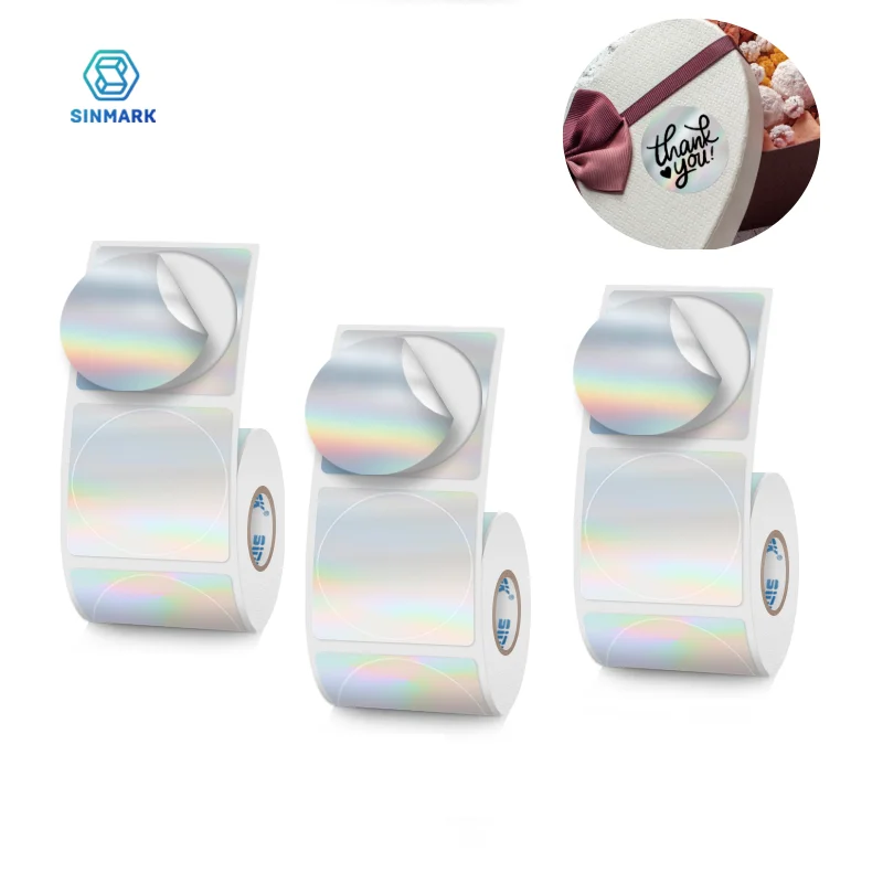 30mm Round Holographic Labels PET Rainbow Shining Waterproof Sticker Gift Packaging Supplies Business Label Stickers for Printer