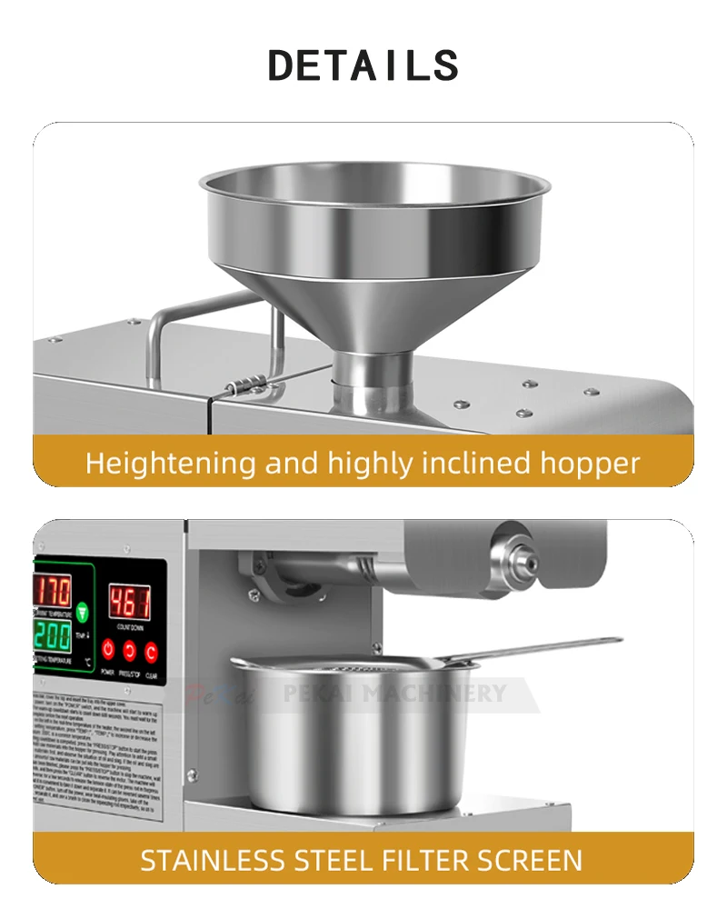 X8S Automatic Oil Press Machine Household Stainless Steel Hot Cold Oil Extraction Temperature Control