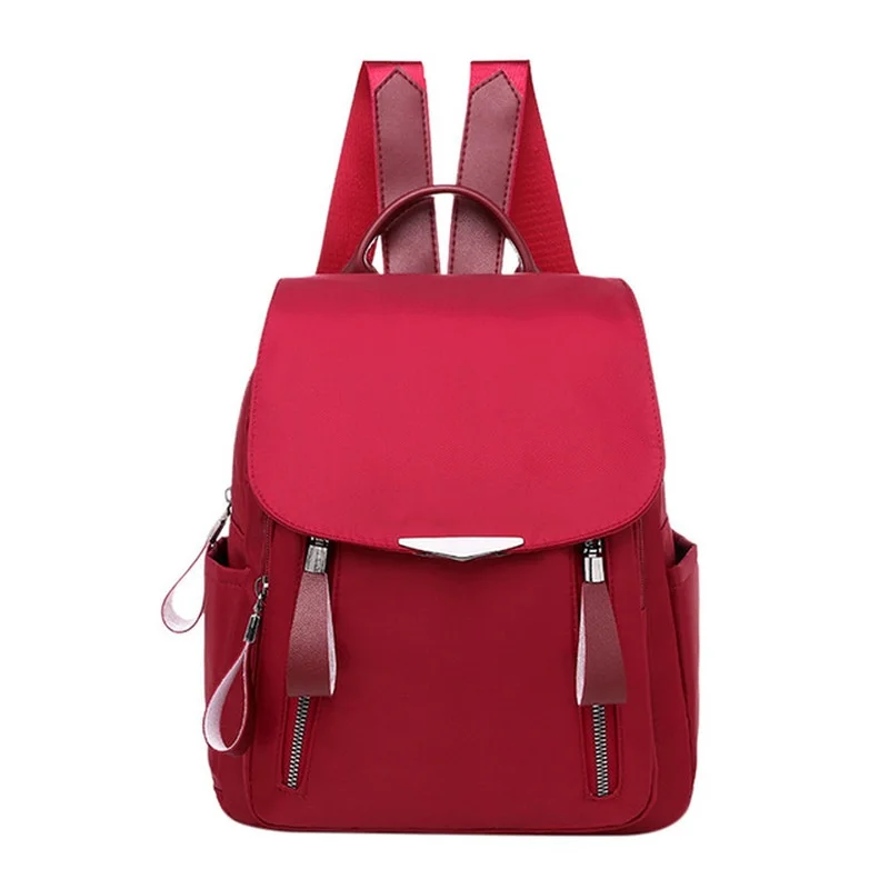 Korean Women Student Schoolbag Outdoor Waterproof Office Travel Outdoor Simple Oxford Zipper Anti-theft Nylon Backpack Bag