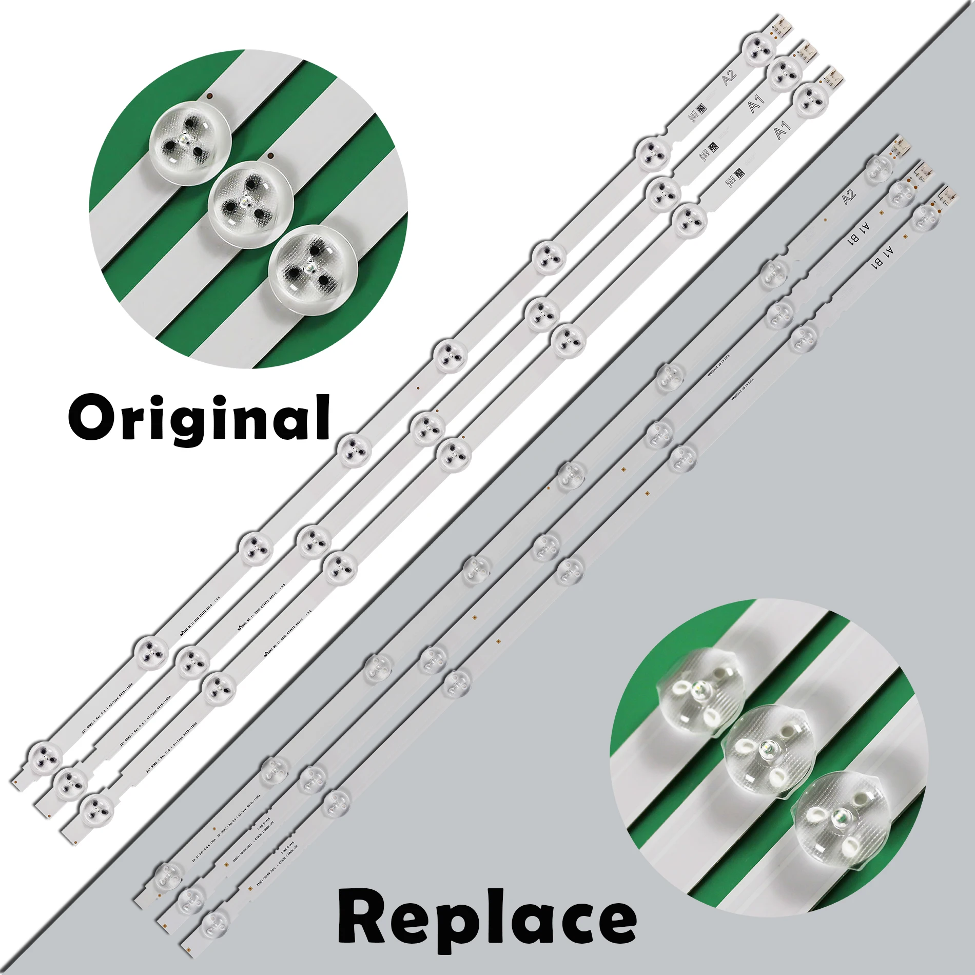 Tira de Luz de Fundo Led para Led Kits 10 Kits 20 Kits a1 a1 a2 Mais + 8leds 32ln5400 32ln530b 32ln530 32ln513v Tc-l32b6x Tc-l32b6b - Imagem 2