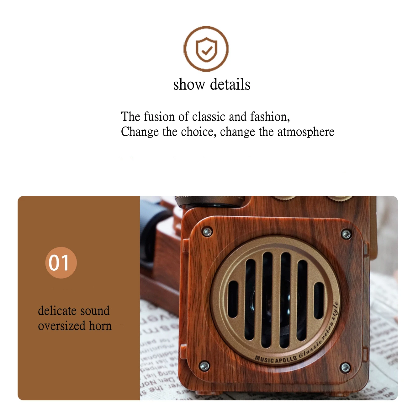 音楽アポロA6レトロbluetoothポータブルサブウーファーtfカード