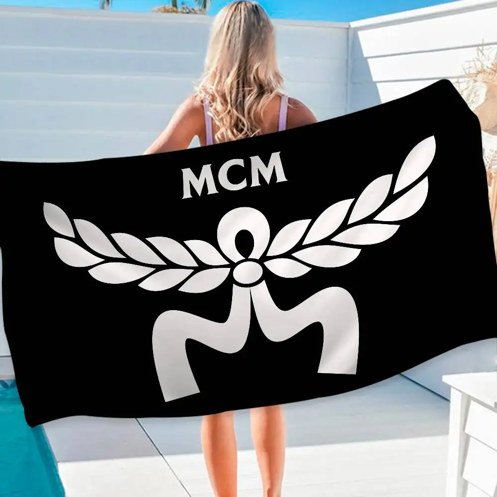Fashion M-MCM Logo Microfiber Blanket Quick Drying Beach Towels Oversized Printing Super Absorbent Pool Towel Blanket