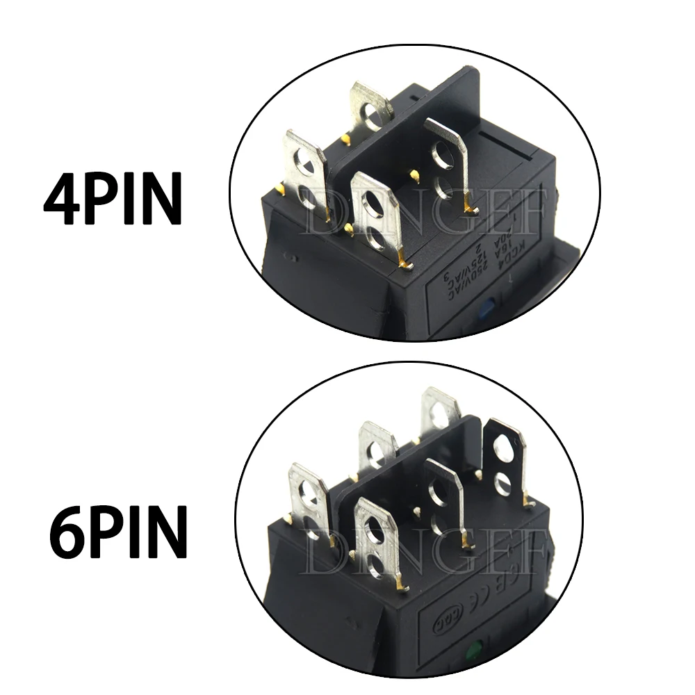 1PCS 220V LED 로커 스위치 버튼 16A 30A 250VAC 20A 로커 스위치 KCD4 4PIN 6PIN 2/3 위치 ON-OFF 미니 라이트 캣아이 포함
