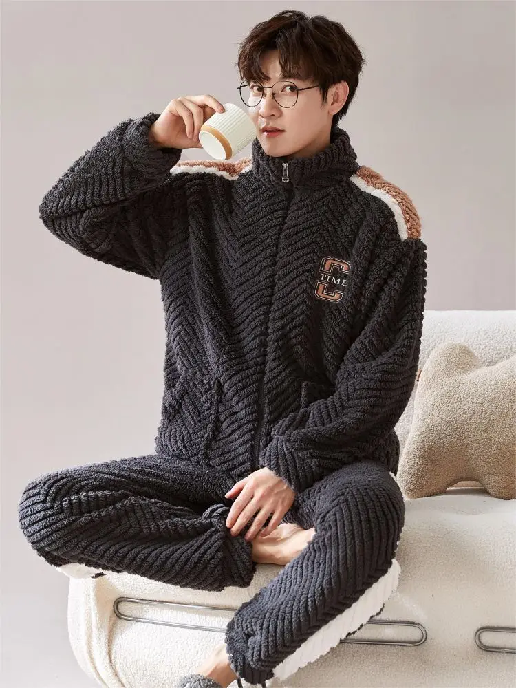 Couple Sleeping Pajamas Pajama Men Winter Cotton Fleece Man Adult Big Size Men's Home Suit Full Body Sets Pyjama Piyamas