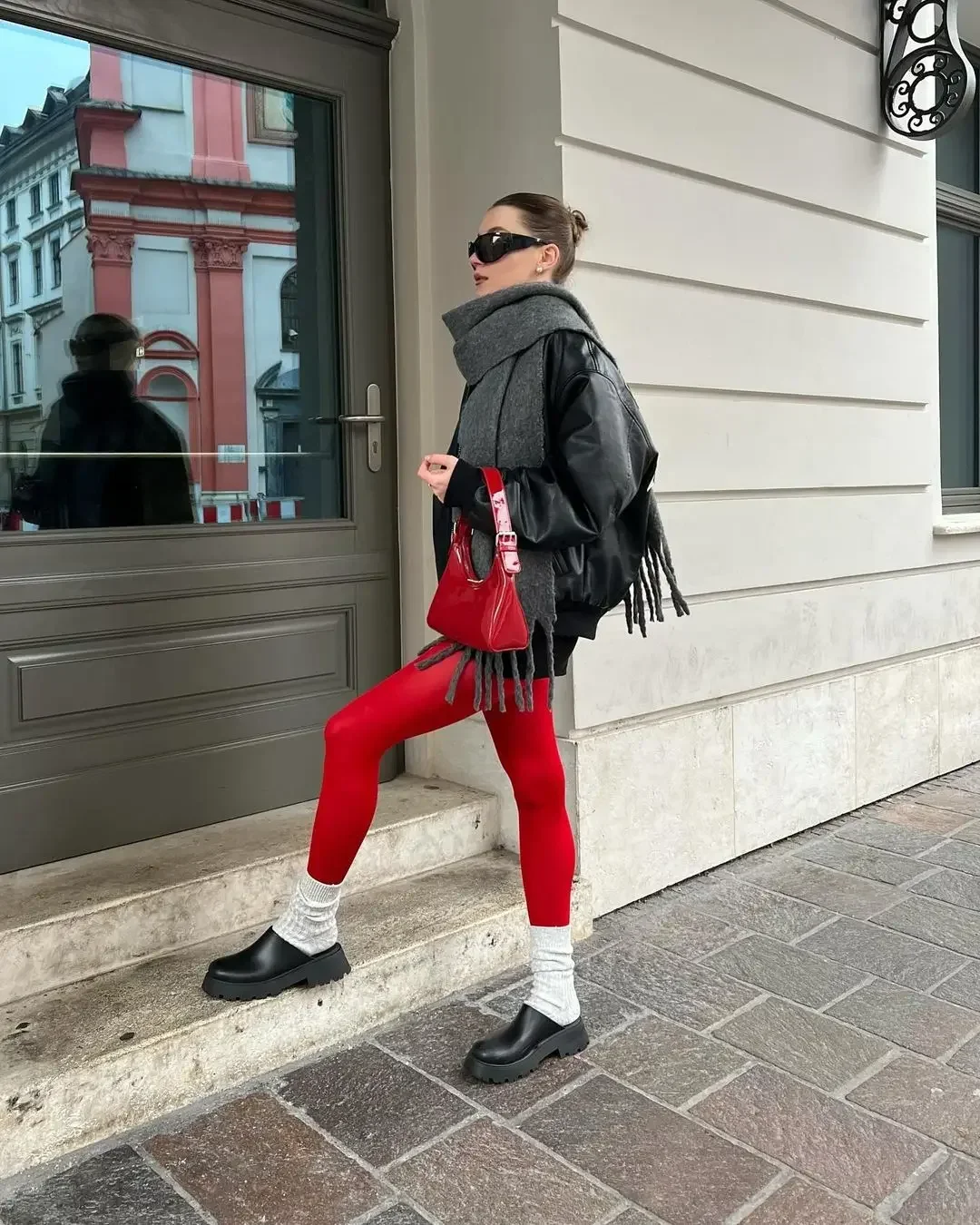 Talenza Superelastische große Damenstrumpfhose, rote Farbe, schlankmachende Leggings für Frühling, Herbst und Winter – Detail 9