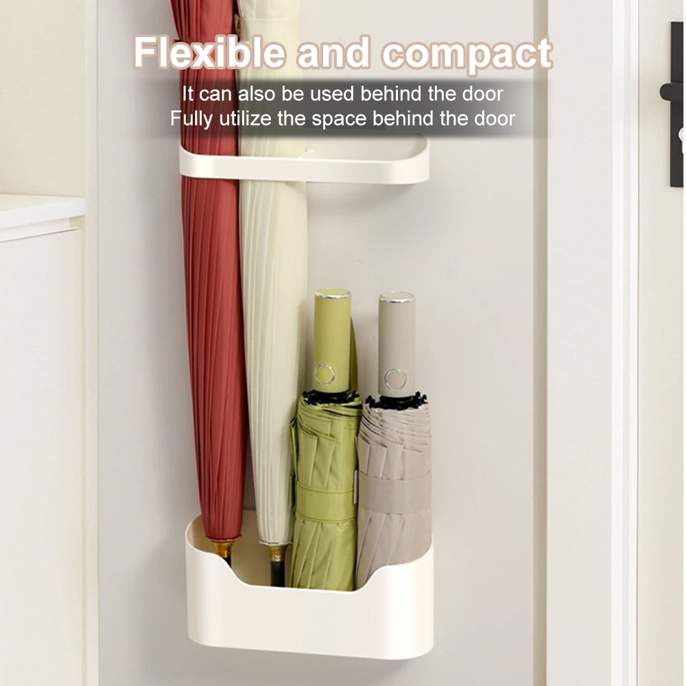 Wall-mounted Umbrella Holder Nail Free Fastener Style Adjustable Home Umbrella Storage Rack Long and Short Stand