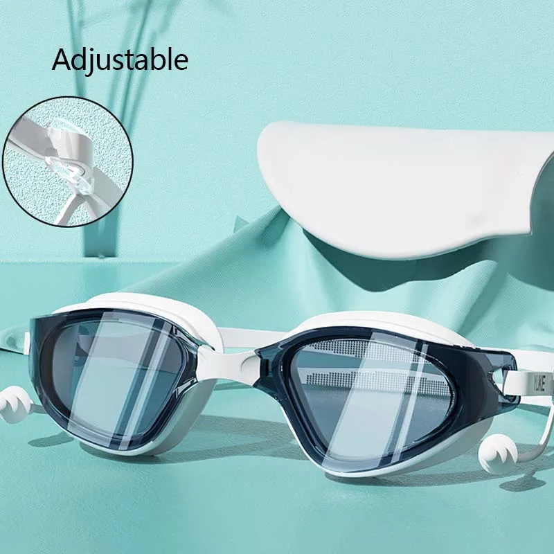 Plavání ochranné brýle nemlžící se vodotěsný plavat brýle čepice sada unisex odborný HD plavat brýle s špunty do uší plavání příslušenství