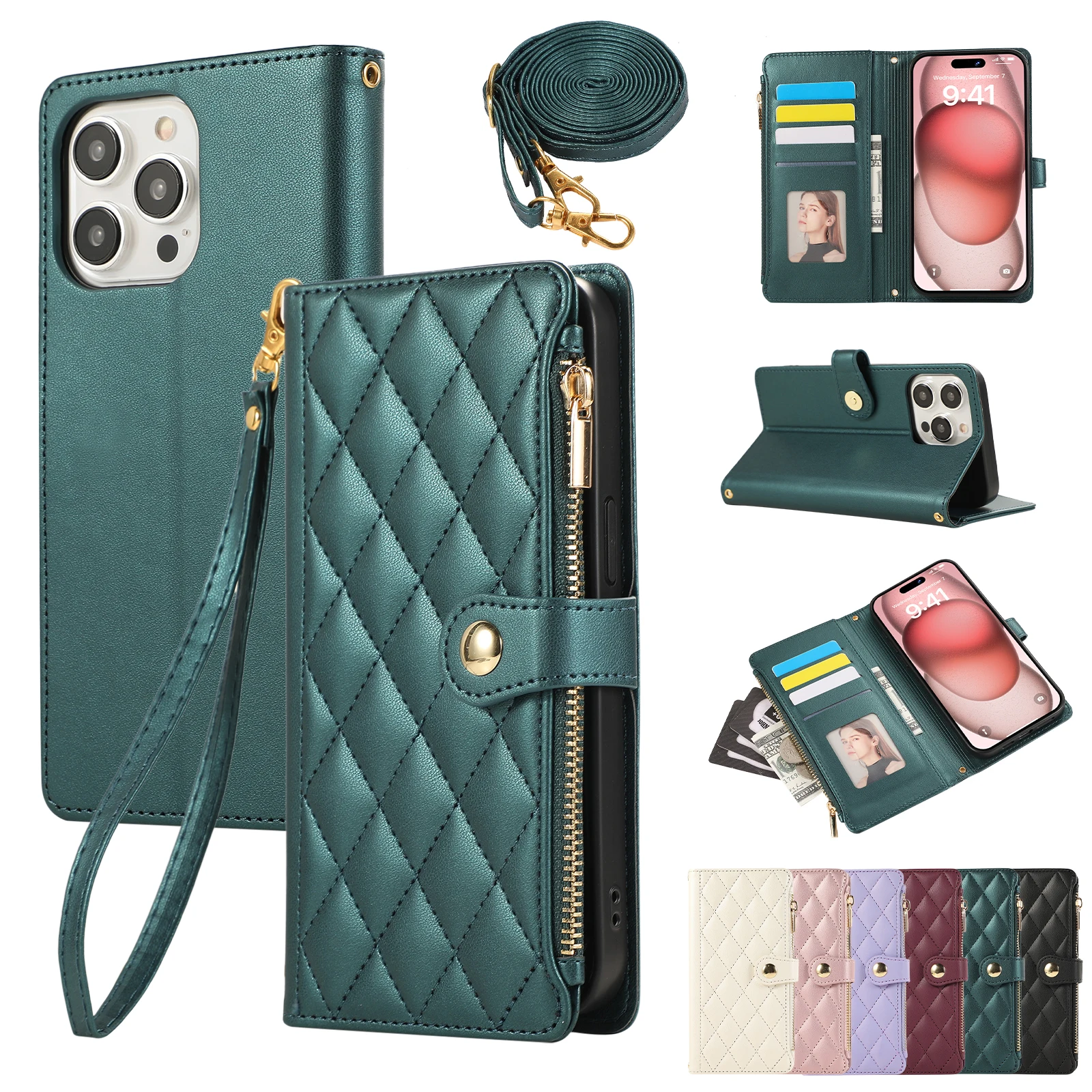 Crossbody Wallet Case with Secure Phone Cover and Card Holder