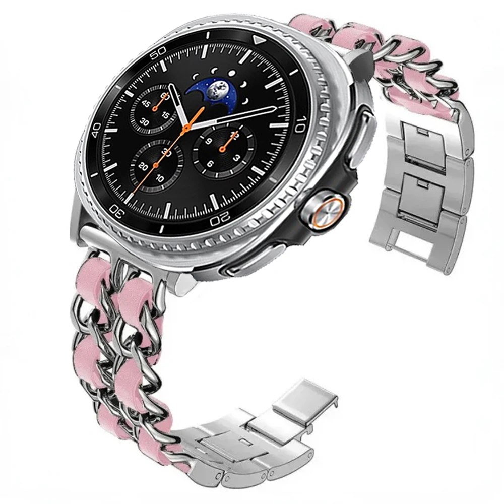 Stylish Metal & Leather Strap Fashion Wristband