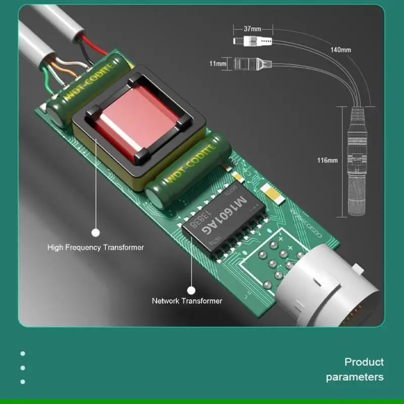 U55C WDT-PD02AF 48V 방수 PoE 분배기 어댑터 5.5x2.1mm 남성 커넥터