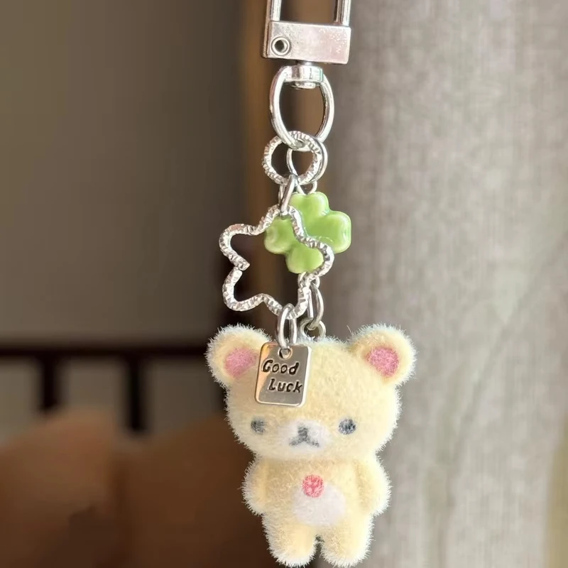 Fashion Cute Bear Rilakkumas Flocking Pendent Ccd Hanging Rope Phone Charm Keychain Bag Decor Surprise Gift For Gifts