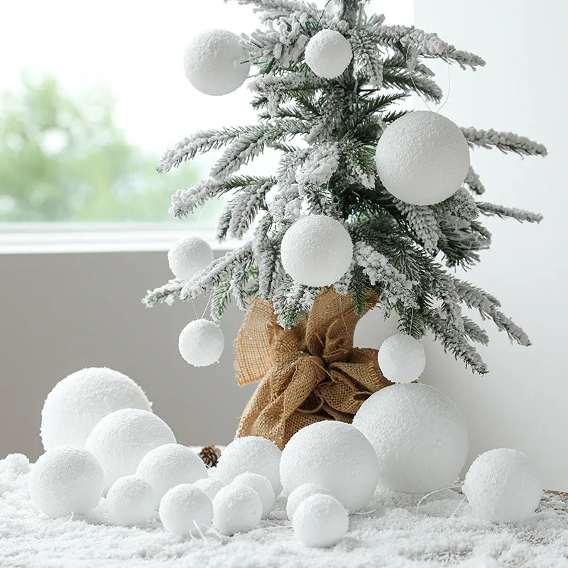 

Christmas decorations Foam Christmas Balls Round White Ball For Xmas Tree Hanging Pendants Home Decor New Year Party Ornaments