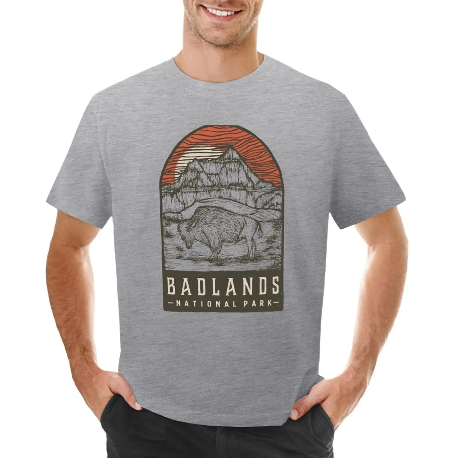 

Vintage badlands T-shirt boys animal print sweat heavy weight t shirts for men