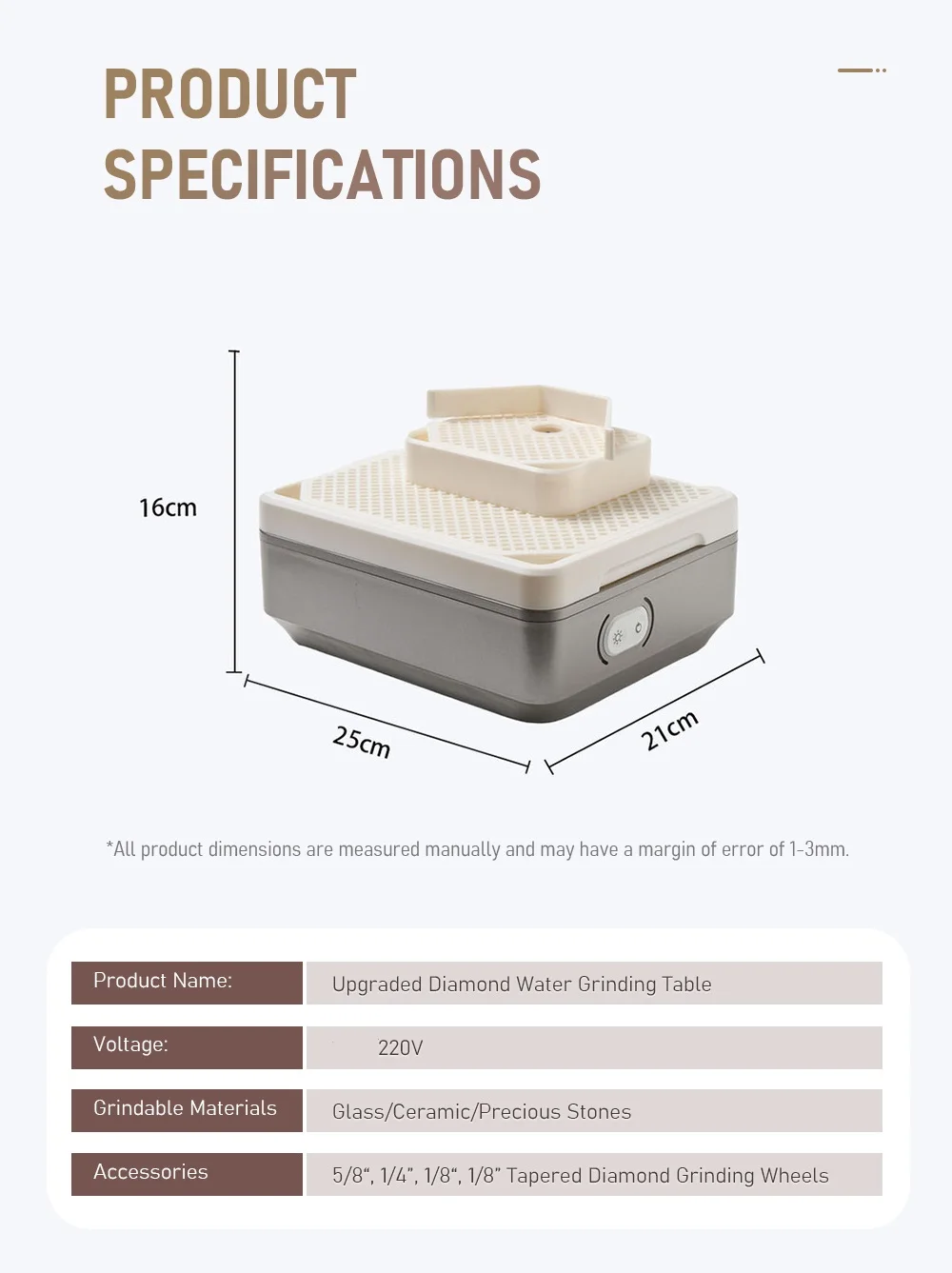 Dual-Layer Grinder 220V 4200RPM Diamond Water Grinding Table Self-Supply Water G
