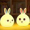 Clap Lamp Led Cute Rabbit Night Light Abs Silicone Usb Rechargeable Bedside Night Lamp Sensor For Kid Girl's Bedroom Decoration 6