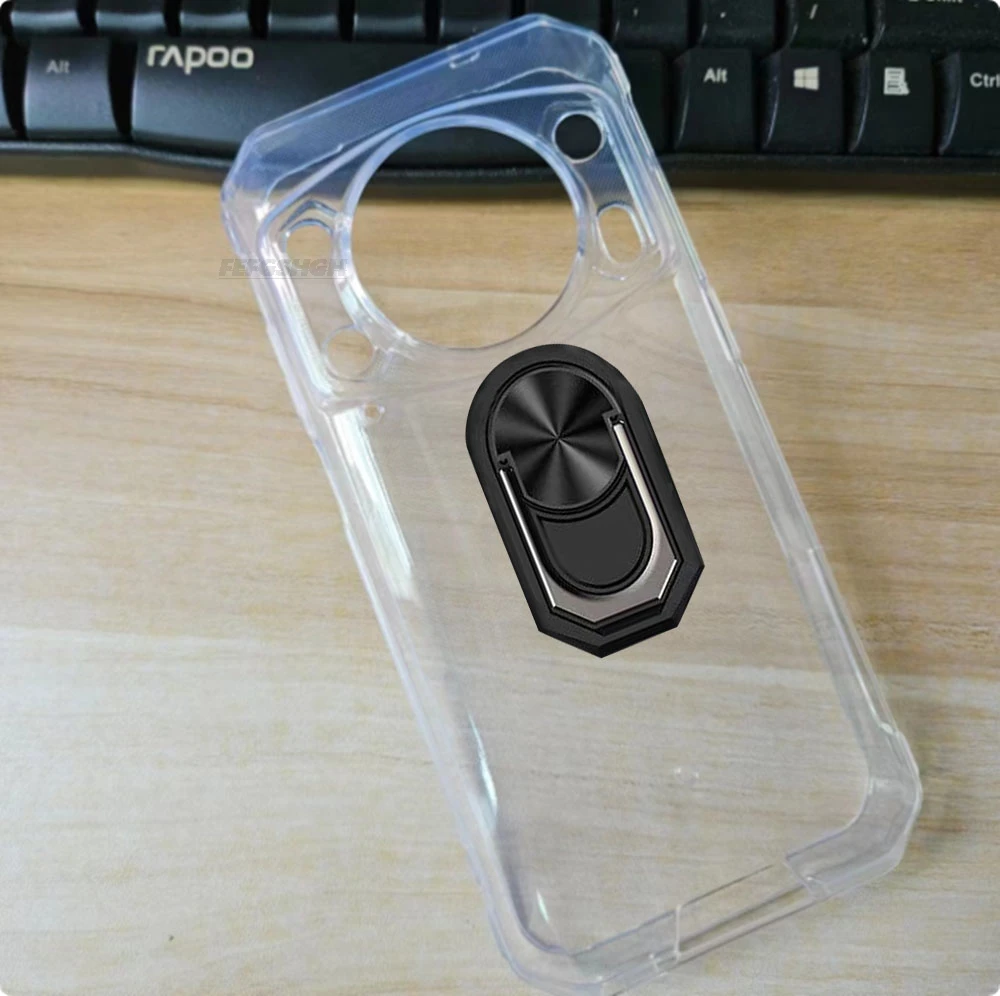 Rugged Back Finger Ring Soft TPU Silicone Case with Bracket