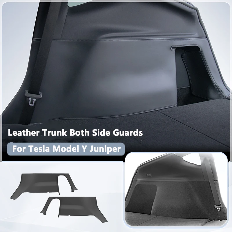 Protector de Esquinas para Maletero Trasero de Tesla Model Y Juniper 2025 2026, Revestimiento de Cuero PU, Protección Antisuciedad
