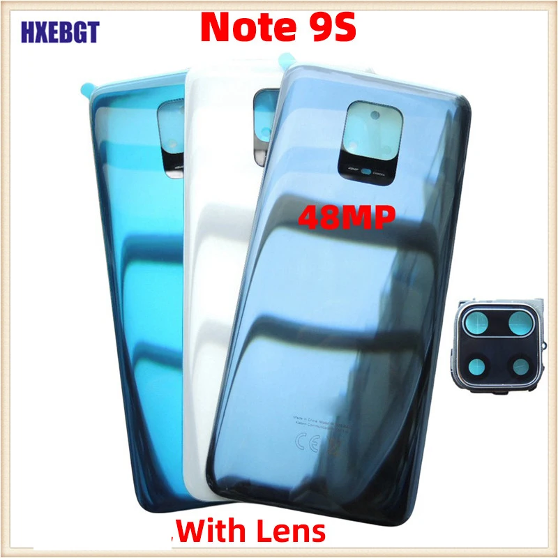 

Original New For Xiaomi Redmi Note 9S 9 S Back Cover Chassis Case Rear Battery Housing Door 48MP + Camera Glass Lens Parts
