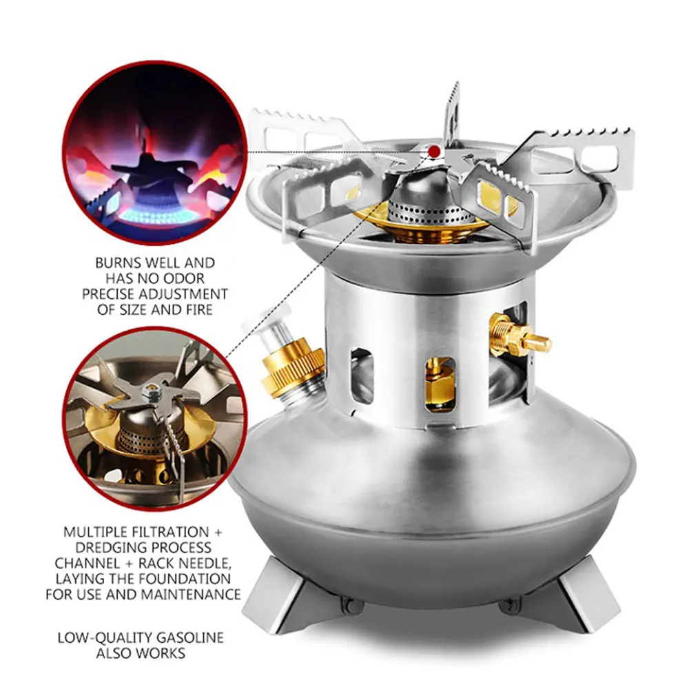 Camping Gasoline Stove Portable Outdoor Stove Mini Liquid Fuel Alcohol Camping Picnic Burner Petrol Oil Cookware