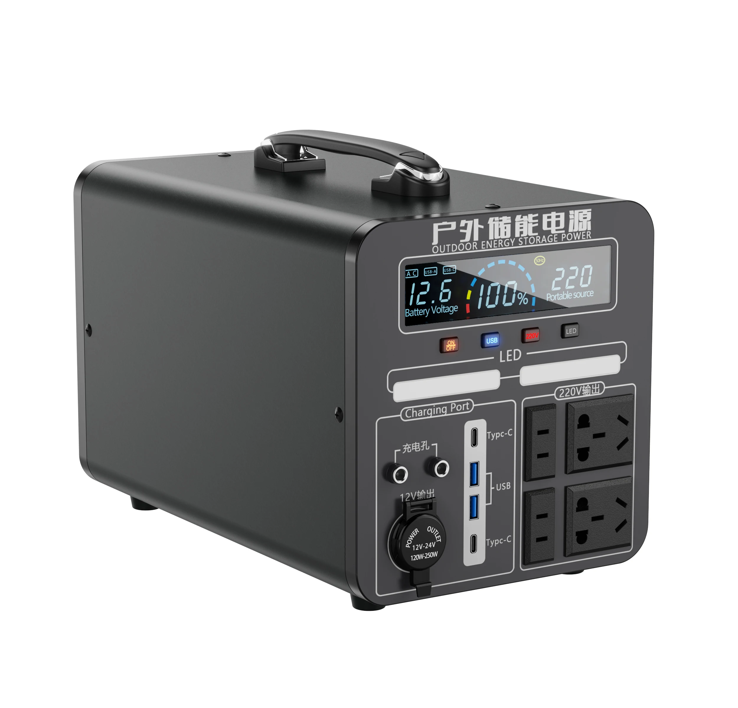 Mobile Power 220V 2000W Large Capacity Portable Charging Station Outdoor Camping Emergency Energy Storage Boiler Car Charging