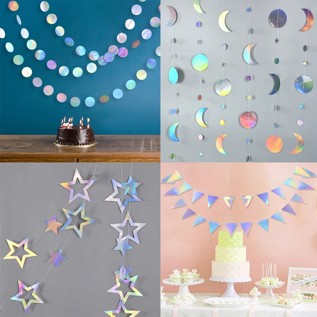 3pcs Gold Party Decoration Circle Dot Star Garland Banner Bright Paper  Streamer Hanging Decorations Glitter Star Bunting Banner Backdrop for  Engagement Wedding Baby Shower Christmas Birthday Kid Room 