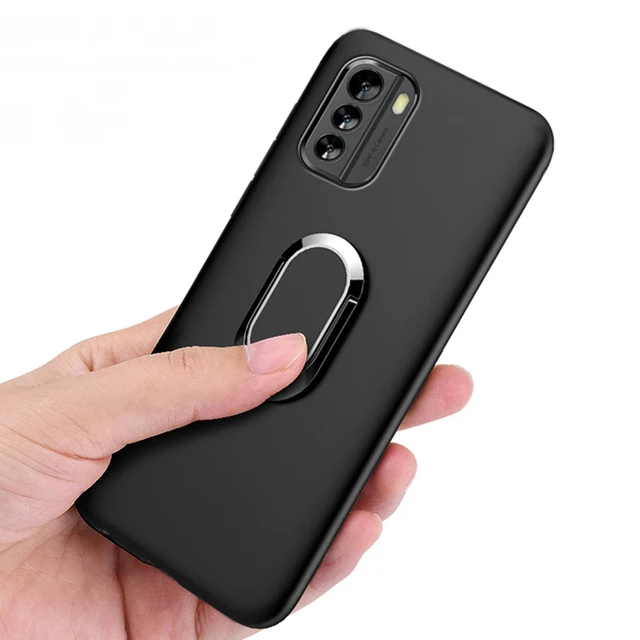 Silicone Matte Finish and Plastic Back Cover Case with Magnetic Finger Ring  Stand QW2 for Vivo