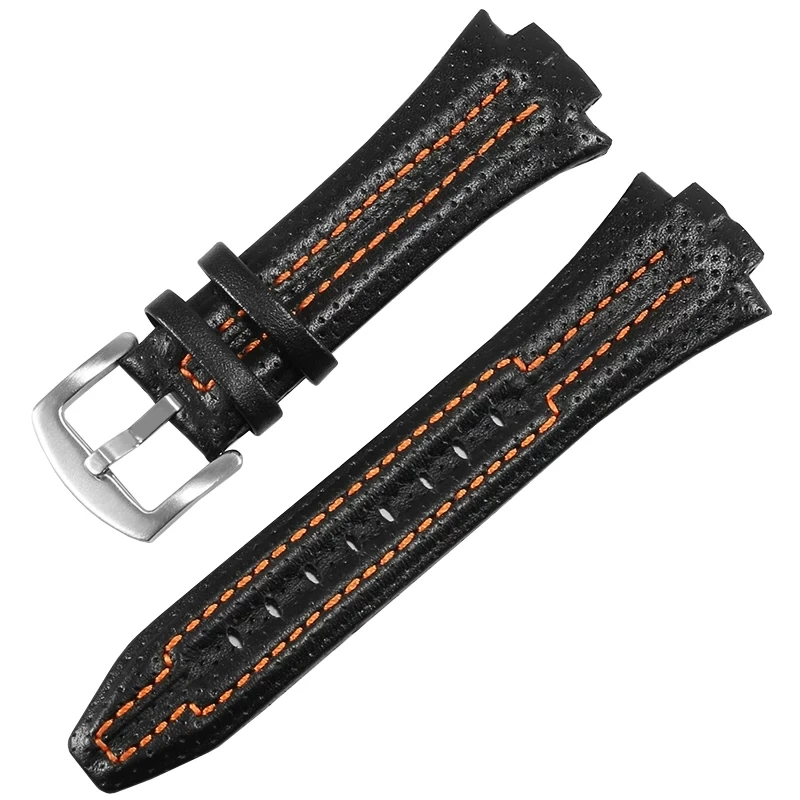 Premium Genuine Leather Watch Strap with Convex Mouth Design - 27mmx15mm