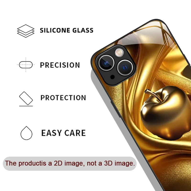 Golden Apple Tempered Glass Hard Protective Phone Case