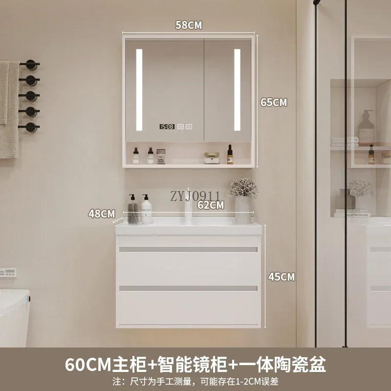 **Nordic Bathroom Vanity Cabinet With Ceramic Sink Combination Set Modern Floor Cabinet Washstand Stone Slab One Basin Hand Wash