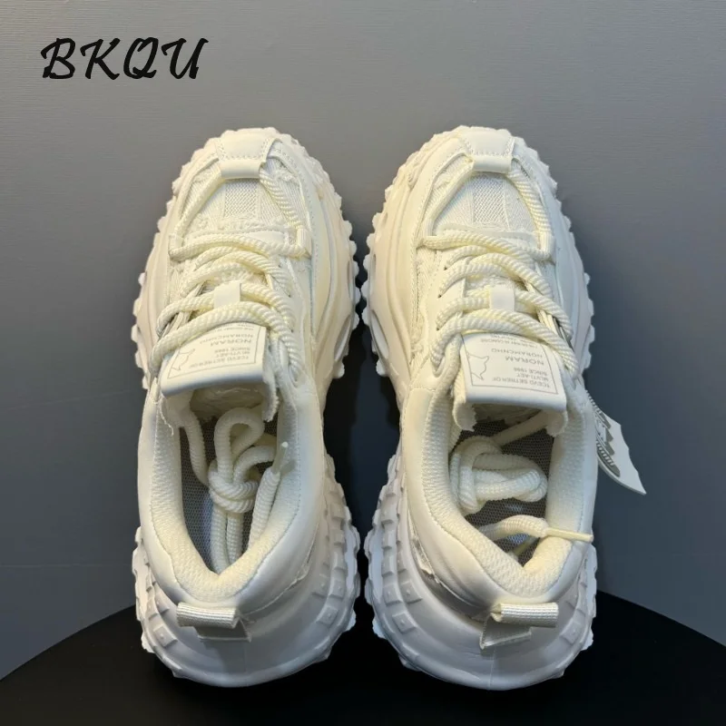 BKQU Daddy shoes men's shoes 2025 spring new thick sole increase to make old lovers cool retro fashion breathable sports shoes 6